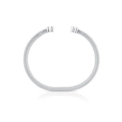 Mesh Silver Bangle Bear motif