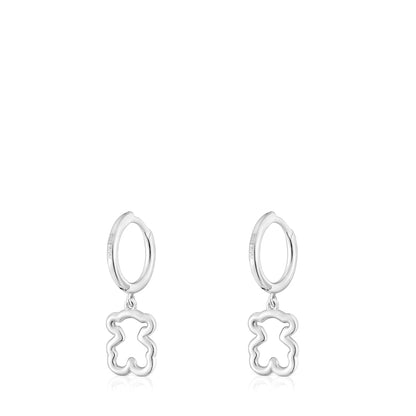 Silver Hoop earrings with bear motif New Silueta |