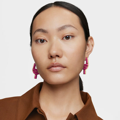 Silver and fuchsia-colored enamel Hoop earrings MANIFESTO |