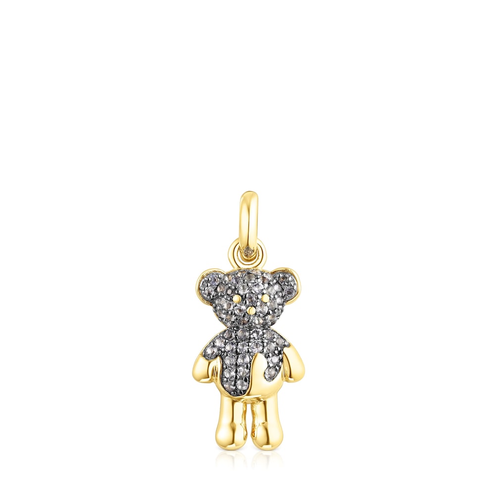 Silver vermeil  Teddy Bear Splash Pendant with iolite