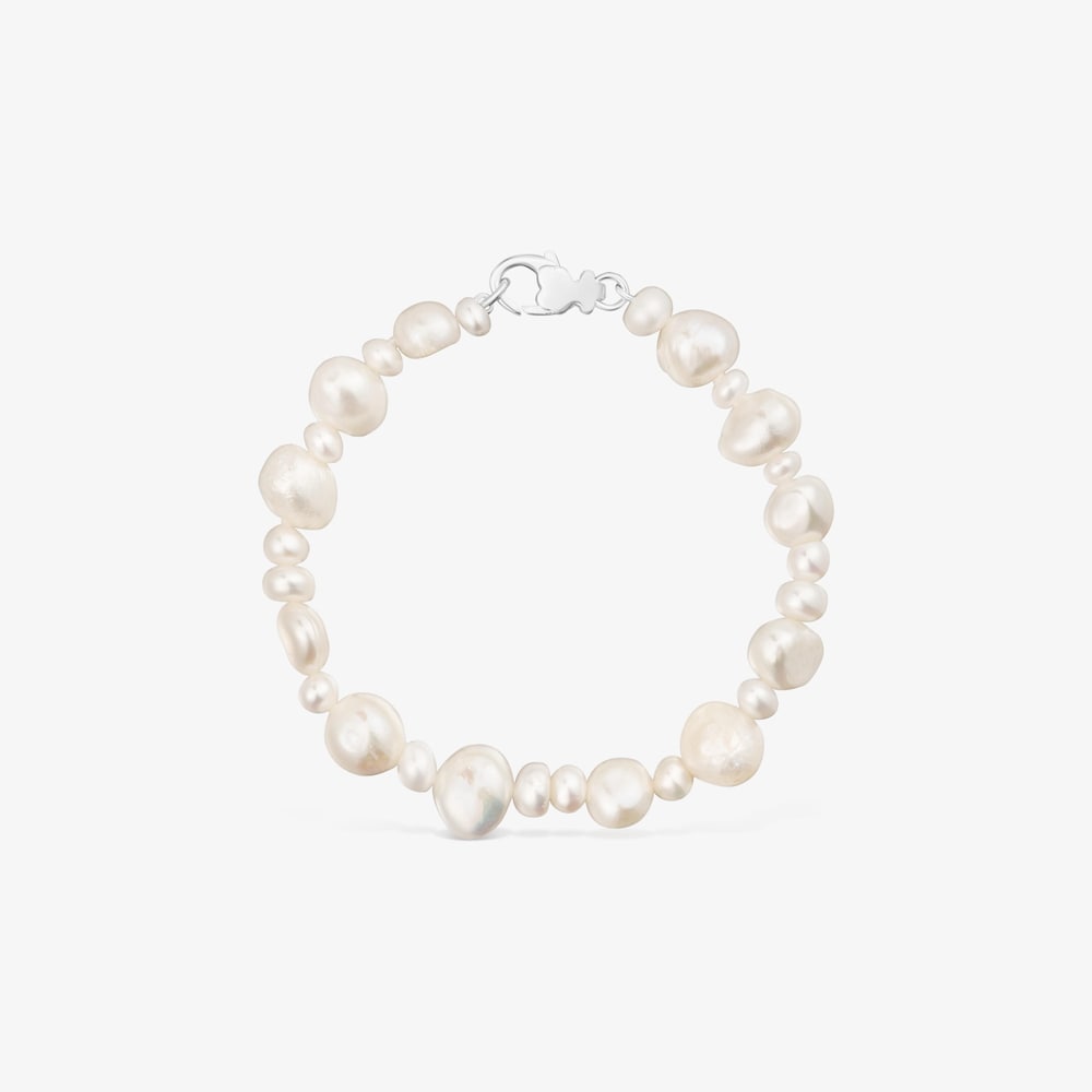 Silver Bracelet with large cultured pearls Sweet Dolls