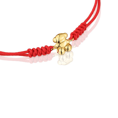 Red nylon and gold bear Bracelet Bold Bear |