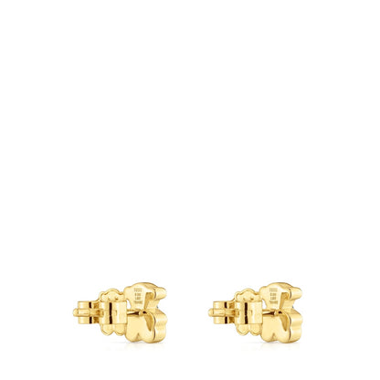 6 mm gold Bear earrings with lab-grown Lili
