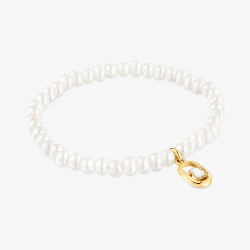 Elastic Bracelet with mother-of-pearl and  vermeil Camille