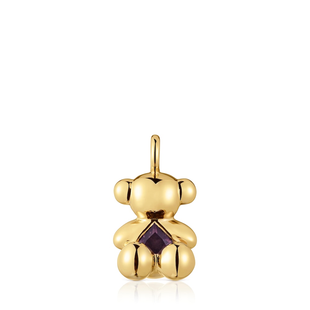 Medium bear Pendant, with 18 kt gold plating over silver and amethyst Bold Bear |