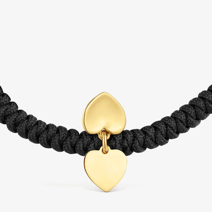 solid  black nylon double-heart Bracelet Flechazo