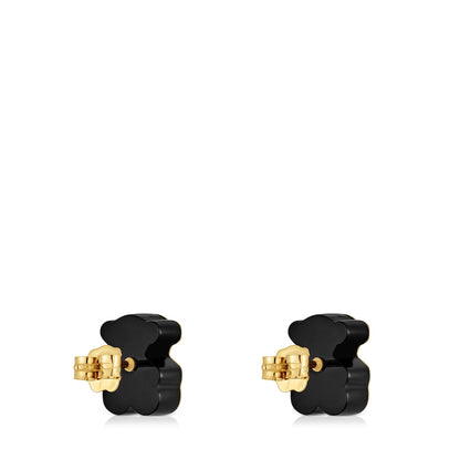 Gold bear Earrings with onyx 1950 |