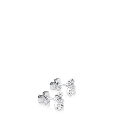White Gold Bear Earrings Bear motif |
