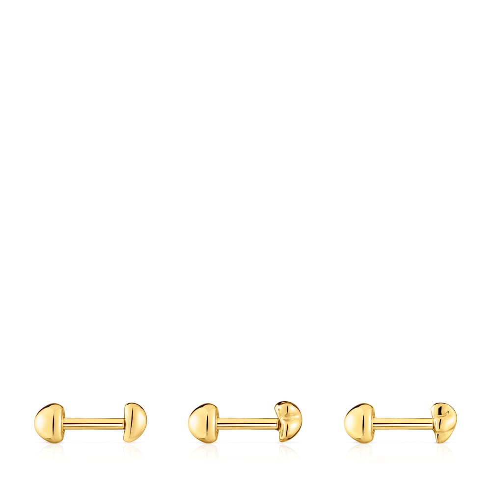 Pack of Balloon Ear piercings in gold-colored IP steel |