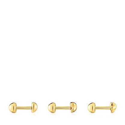 Pack of Balloon Ear piercings in gold-colored IP steel |