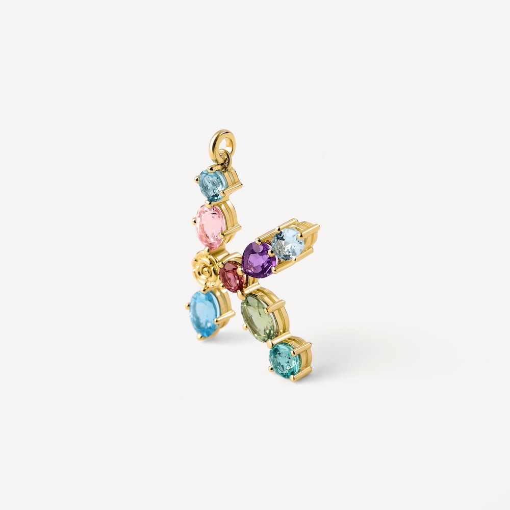 Letter K Pendant with gemstones ATELIER