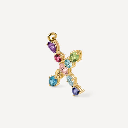 Letter X Pendant with gemstones ATELIER