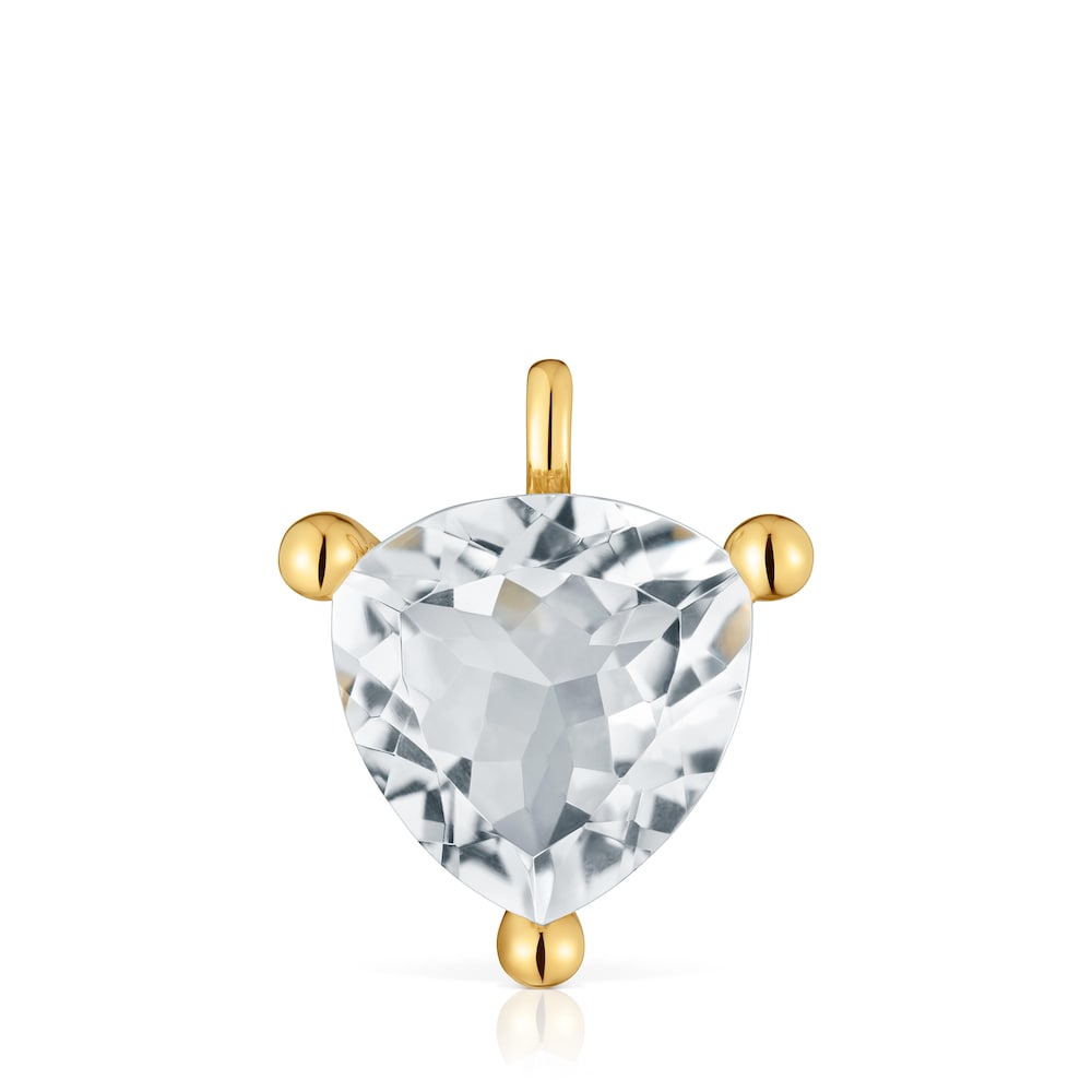 18kt gold plating over silver and rock crystal quartz Pendant Color White