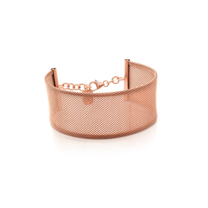 Steel and Rose Vermeil Silver Icon Mesh Bracelet
