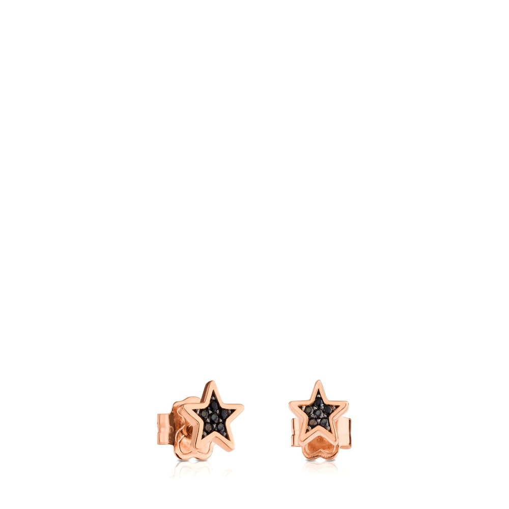 Rose Vermeil Silver Motif Earrings with Spinels and Star motif |