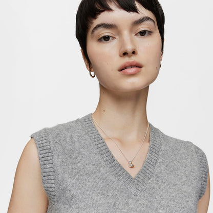 Short two-tone small bear Double necklace My Other Half |