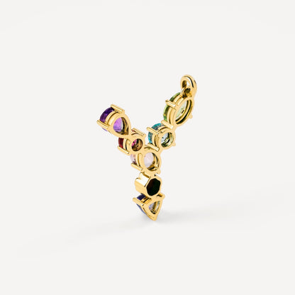 letter Y Pendant with gemstones ATELIER