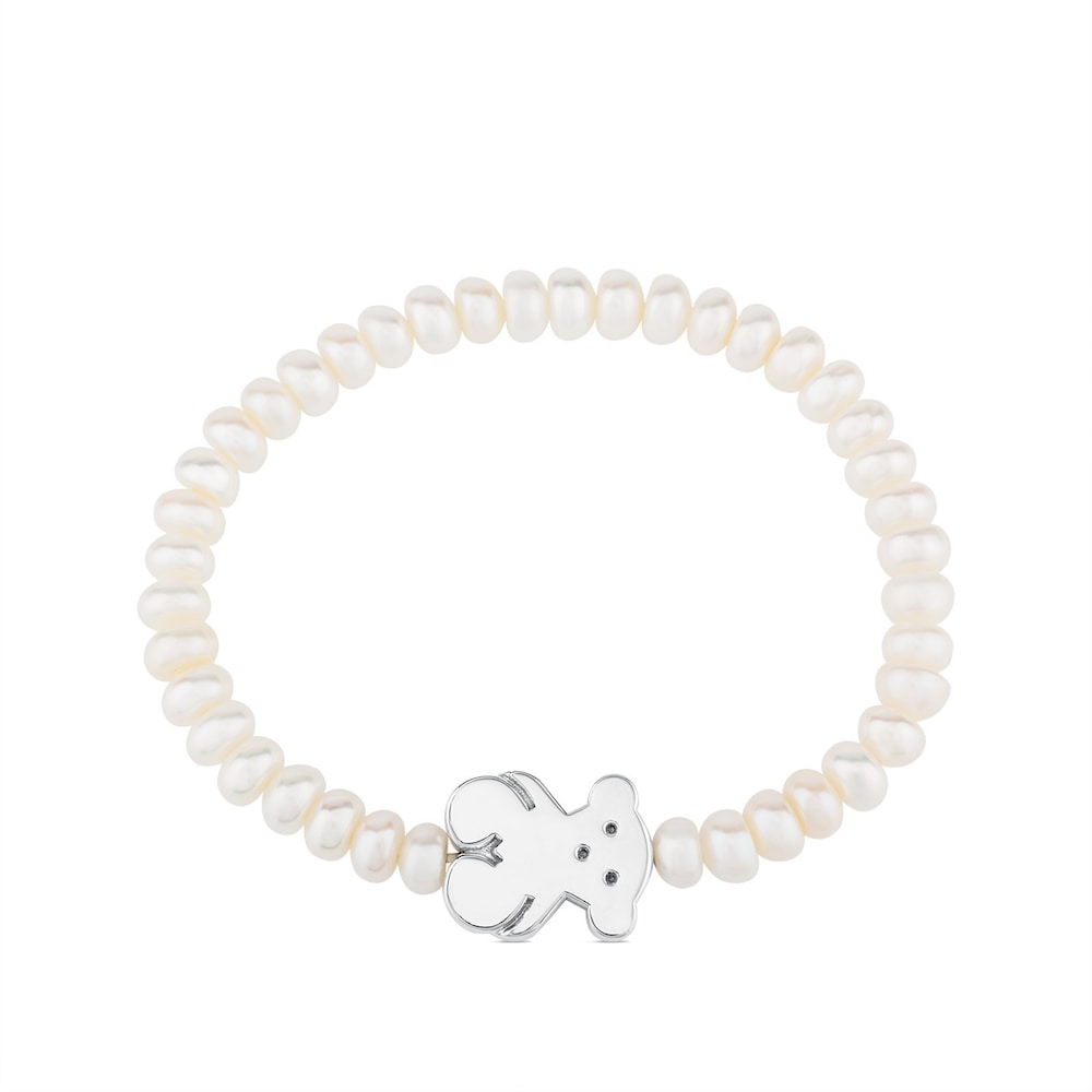 Pearls Sweet Dolls Bracelet with Silver Bear motif