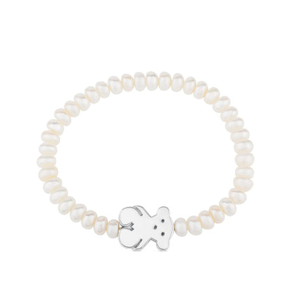 Pearls Sweet Dolls Bracelet with Silver Bear motif