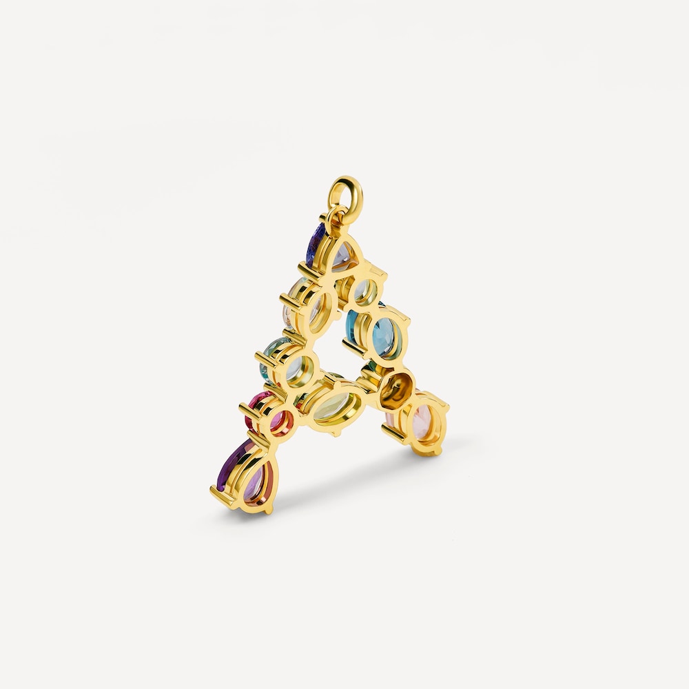 Gold letter A Pendant with gemstones  ATELIER
