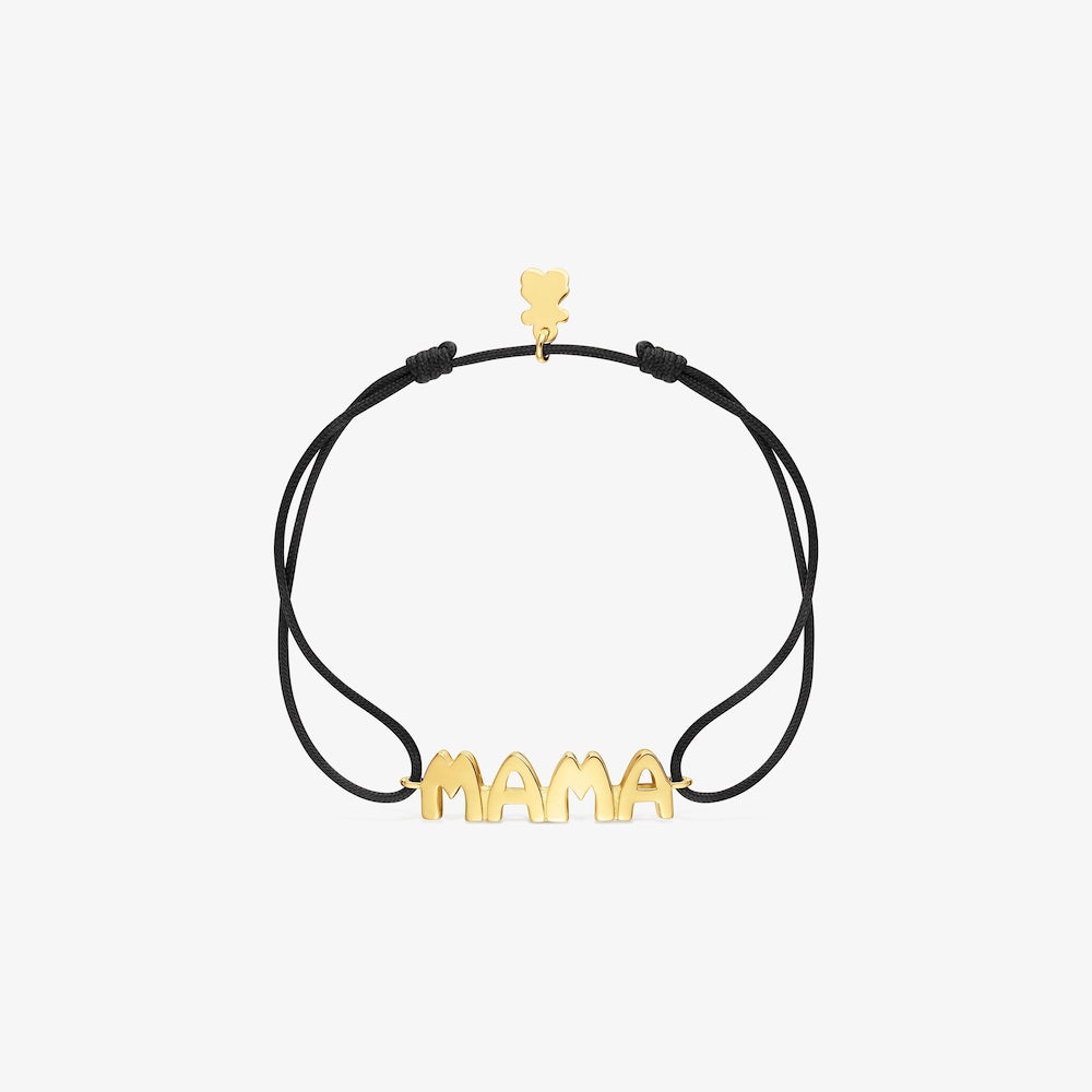 Black nylon Bracelet with  vermeil Mama