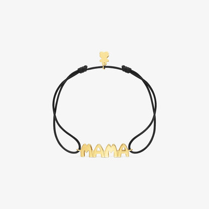 Black nylon Bracelet with  vermeil Mama