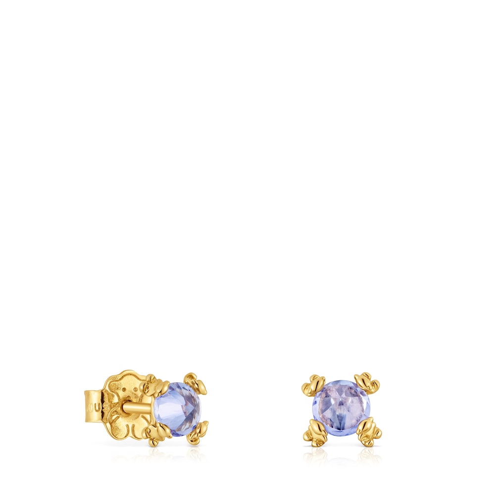 Gold and tanzanite Earrings Color Pills |