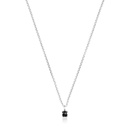 Mini Onix Necklace in Silver with Onyx 0,4cm |