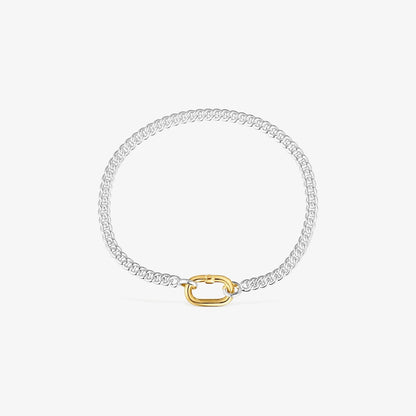 Silver Bracelet with two-tone ring Hold Oval