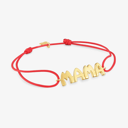 Red nylon Bracelet with vermeil Mama