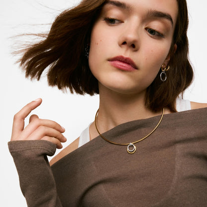Two-tone Double hoop pendant Straight