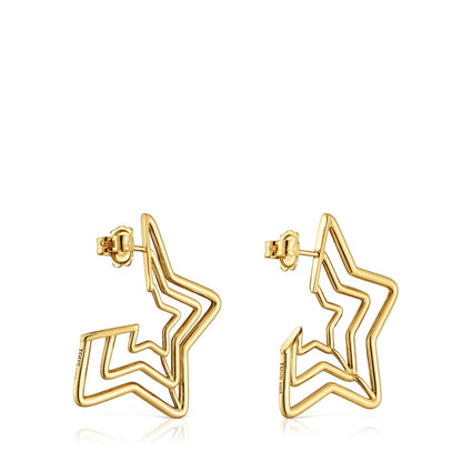 Bickie triple star Earrings with 18 kt gold plating over silver |