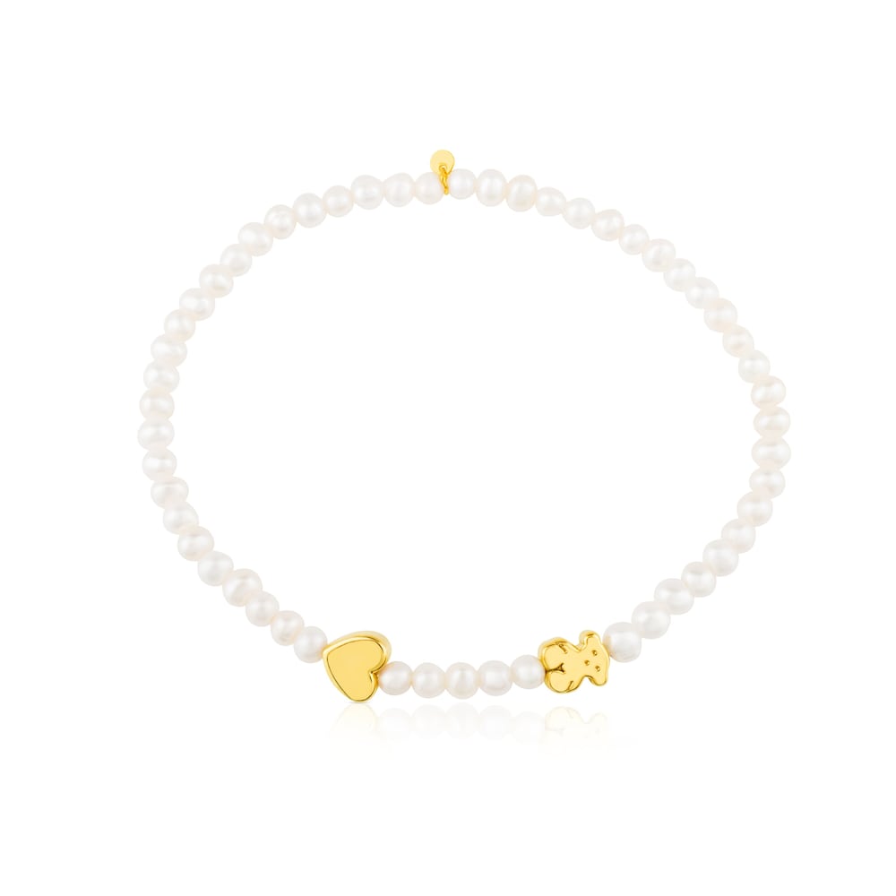 Gold Sweet Dolls XXS Bracelet with Pearls Bear and Heart motifs