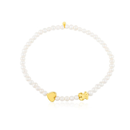 Gold Sweet Dolls XXS Bracelet with Pearls Bear and Heart motifs