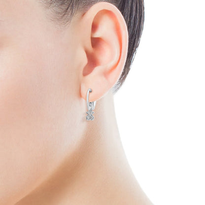 White Gold Puppies Earrings  Bear motif |