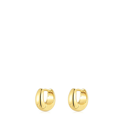 Short, thick Hoop earrings with 18kt gold plating over silver