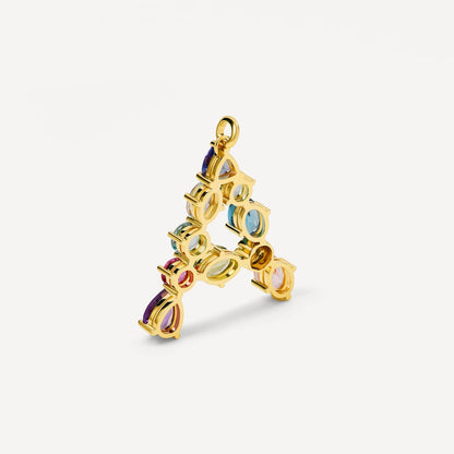 Gold letter A Pendant with gemstones  ATELIER