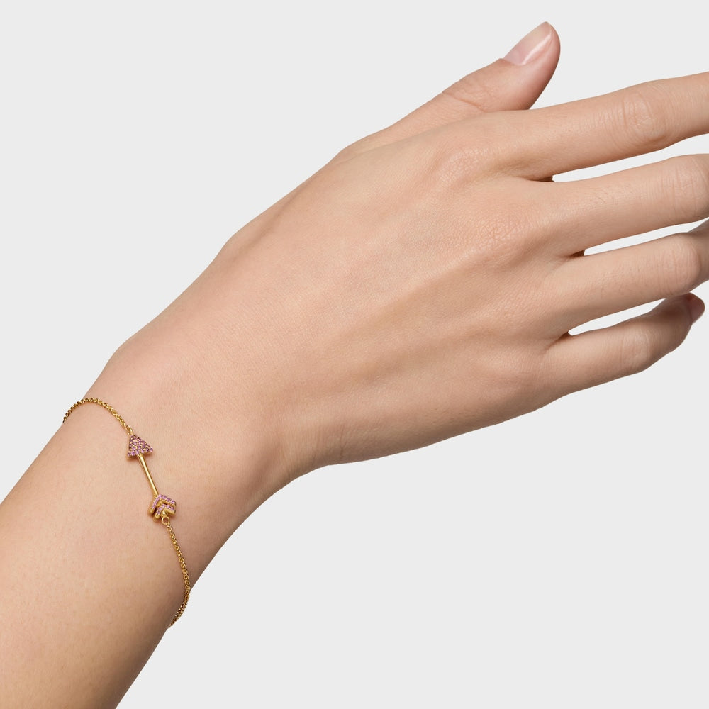Chain bracelet with  vermeil and rhodolites Flechazo