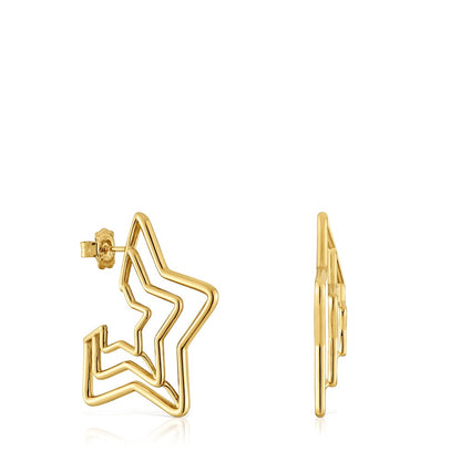 Bickie triple star Earrings with 18 kt gold plating over silver |