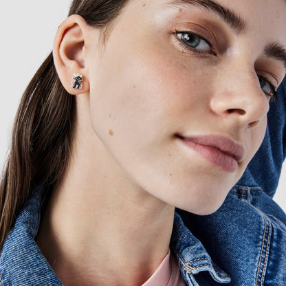 Silver Real Sisy bear Earrings with Pearls |