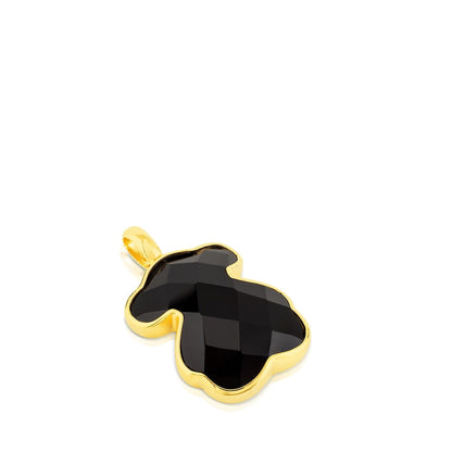 Vermeil Silver Bear Pendant with Onyx