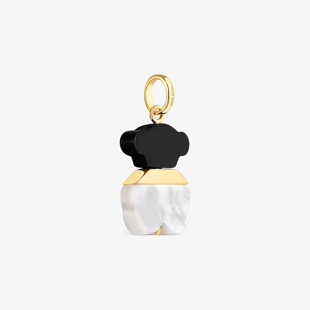 16 mm Pendant with  vermeil, mother-of-pearl and onyx Sweet Dolls