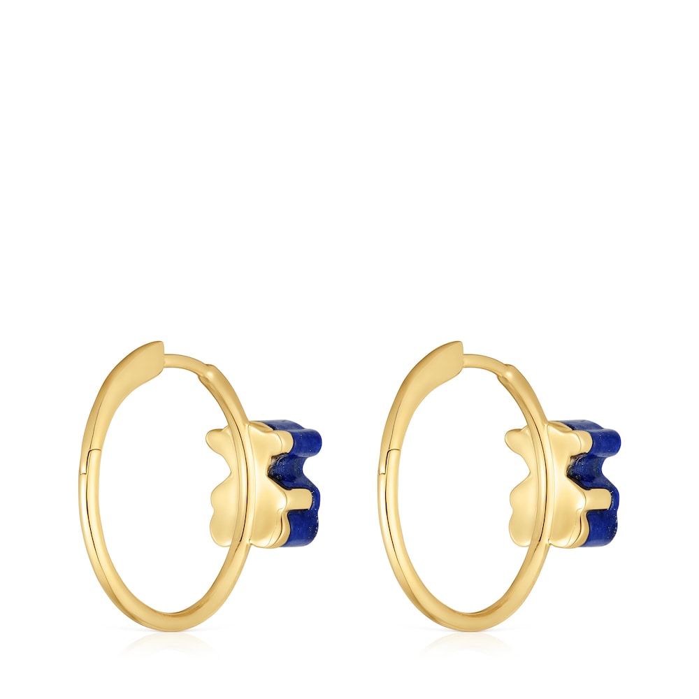 Gold bear Hoop earrings with lapis lazuli 1950 |