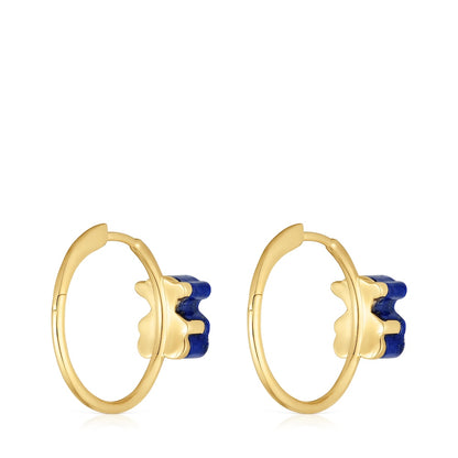 Gold bear Hoop earrings with lapis lazuli 1950 |