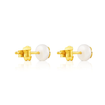 Gold Bear Earrings with Pearls |
