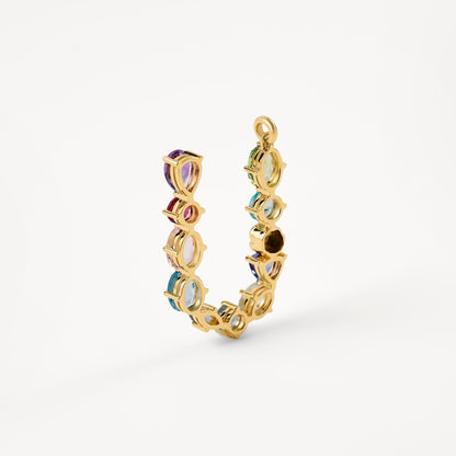 Letter U Pendant with gemstones ATELIER