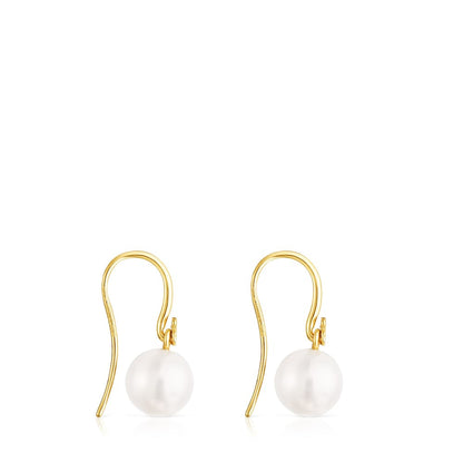Short Silver Vermeil Gloss Earrings with Pearl |