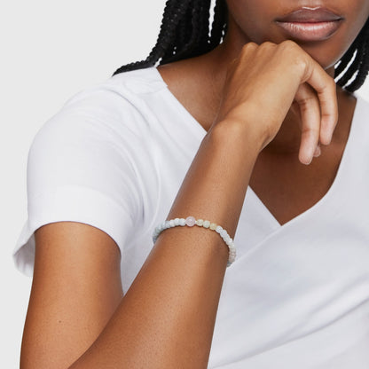 Rose quartz and multicolored beryllium ball Bracelet Basic Colors
