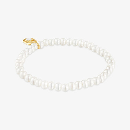 Elastic Bracelet with mother-of-pearl and  vermeil Camille