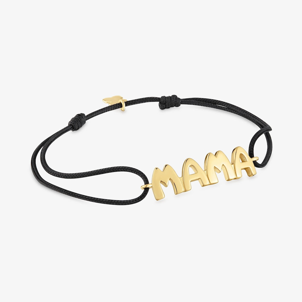 Black nylon Bracelet with  vermeil Mama